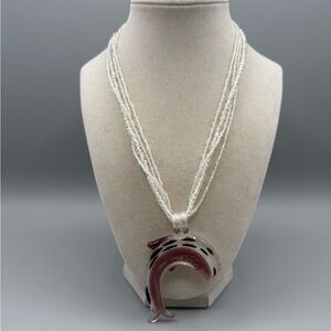 La Dolce glass dolphins beaded necklace